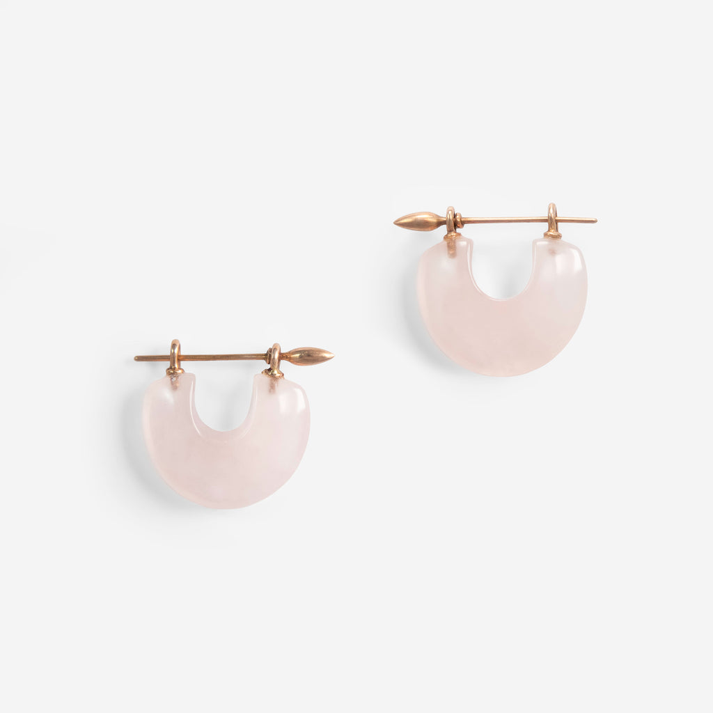 Arch Earrings：Rose Quartz + 14k Rose Gold
