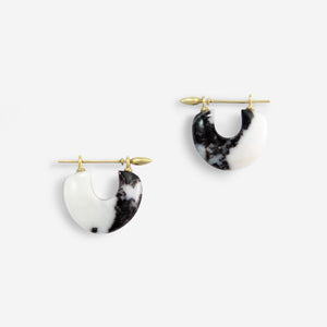 Arch Earrings：Zebra Stone + 14k Green Gold
