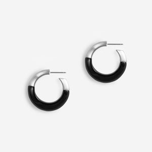 1/2 + 1/2 Hoops : Black Jade + Silver