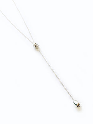 Endless Knot + Cast Pearl Lariat