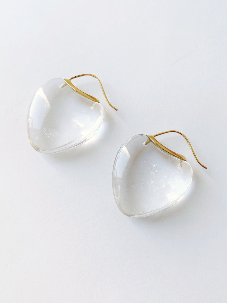 Papal Earring：Rock Quartz + 18k Green Gold