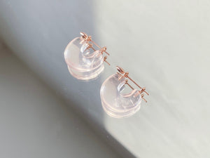 Arch Earrings : Bright Rose Quartz + Rose Gold