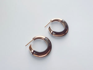 1/2 + 1/2 Hoops：Smokey Quartz + 18k Brown Gold