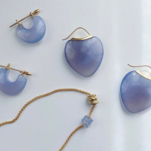 Papal Earrings : Blue Chalcedony + 18k