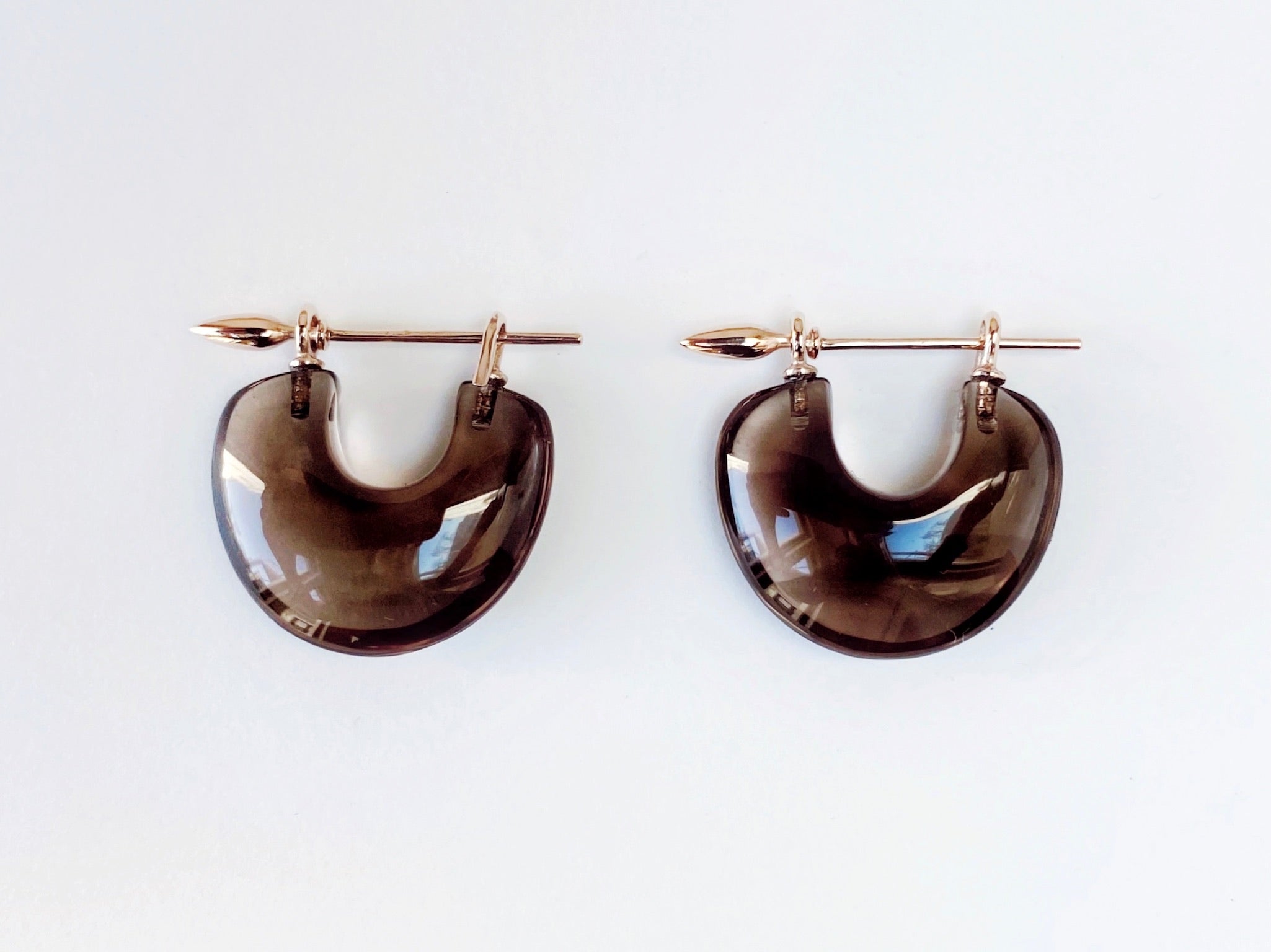 Arch Earrings：Smokey Quartz + 18k Brown Gold