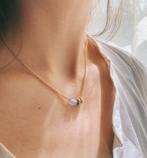 Mini Duo Knot Necklace - Blue Chalcedony