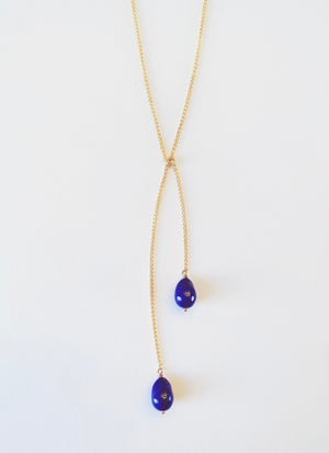 Lapis Pearl Lariat