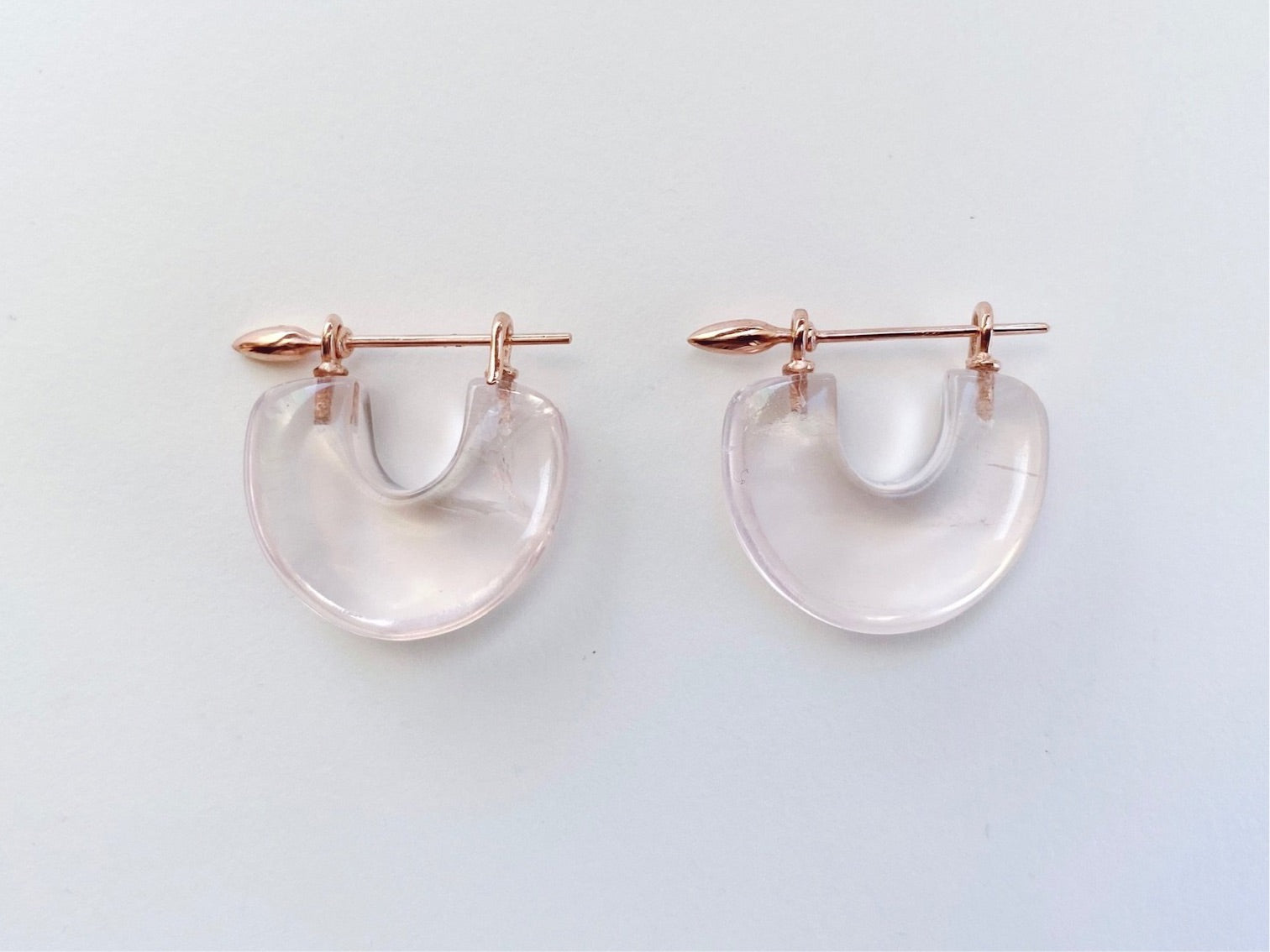 Arch Earrings : Bright Rose Quartz + Rose Gold