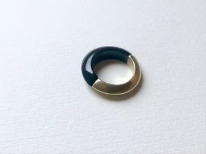 1/2 + 1/2 Ring : Black Jade + Green Gold