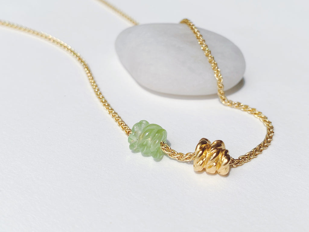 Mini Knot Duo Necklace - Peridot