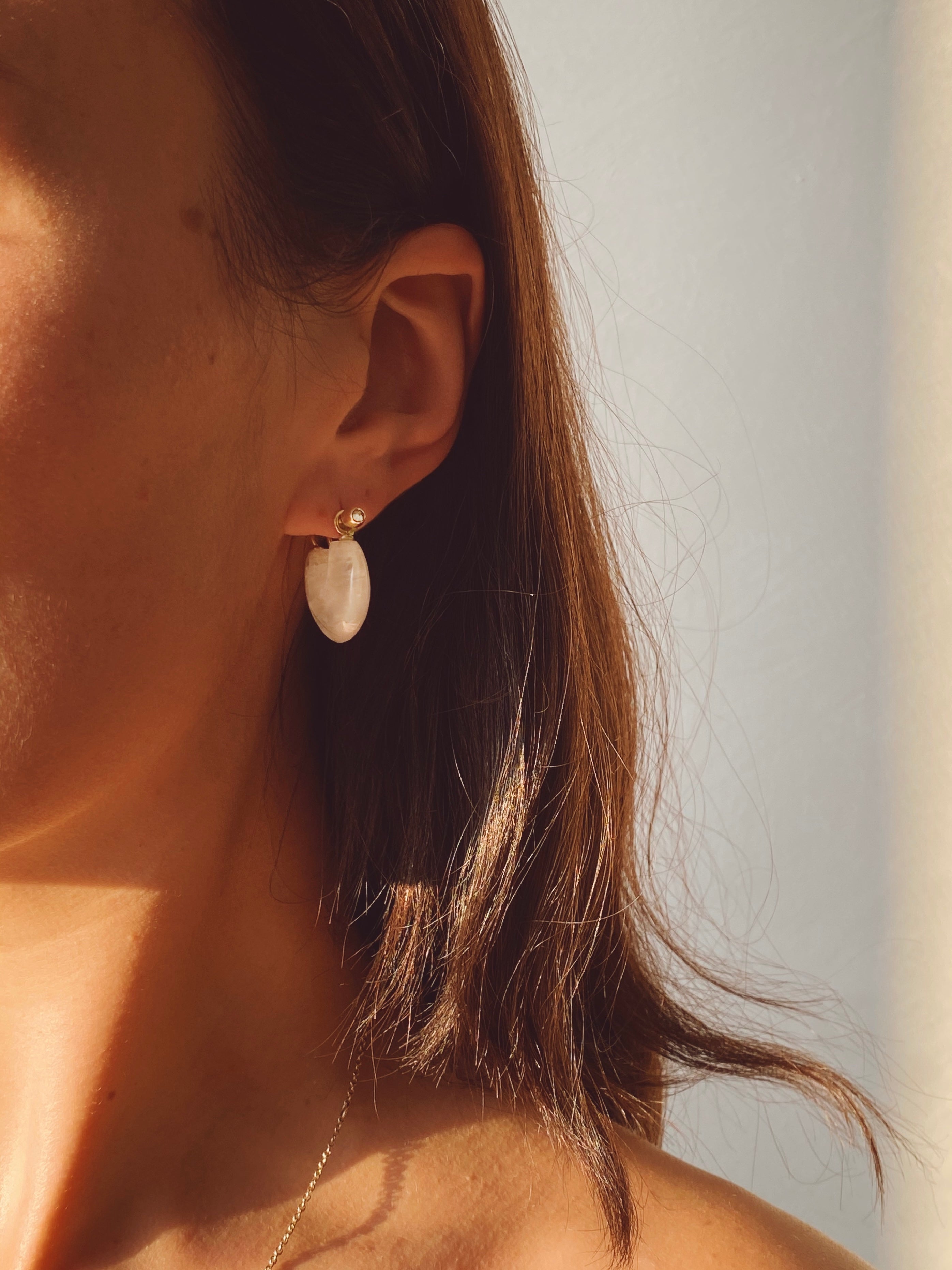 Arch Earrings : Moonstone + Diamond