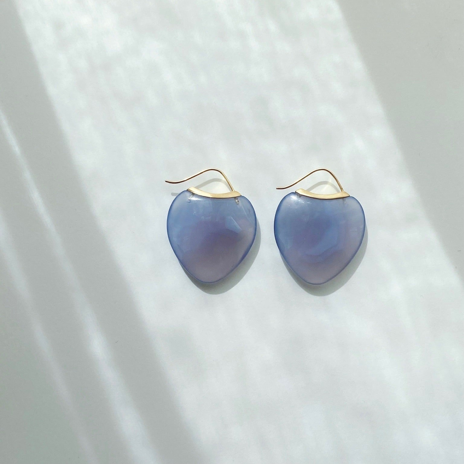 Papal Earrings : Blue Chalcedony + 18k