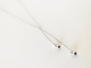 Silver Double Cast Pearl Lariat