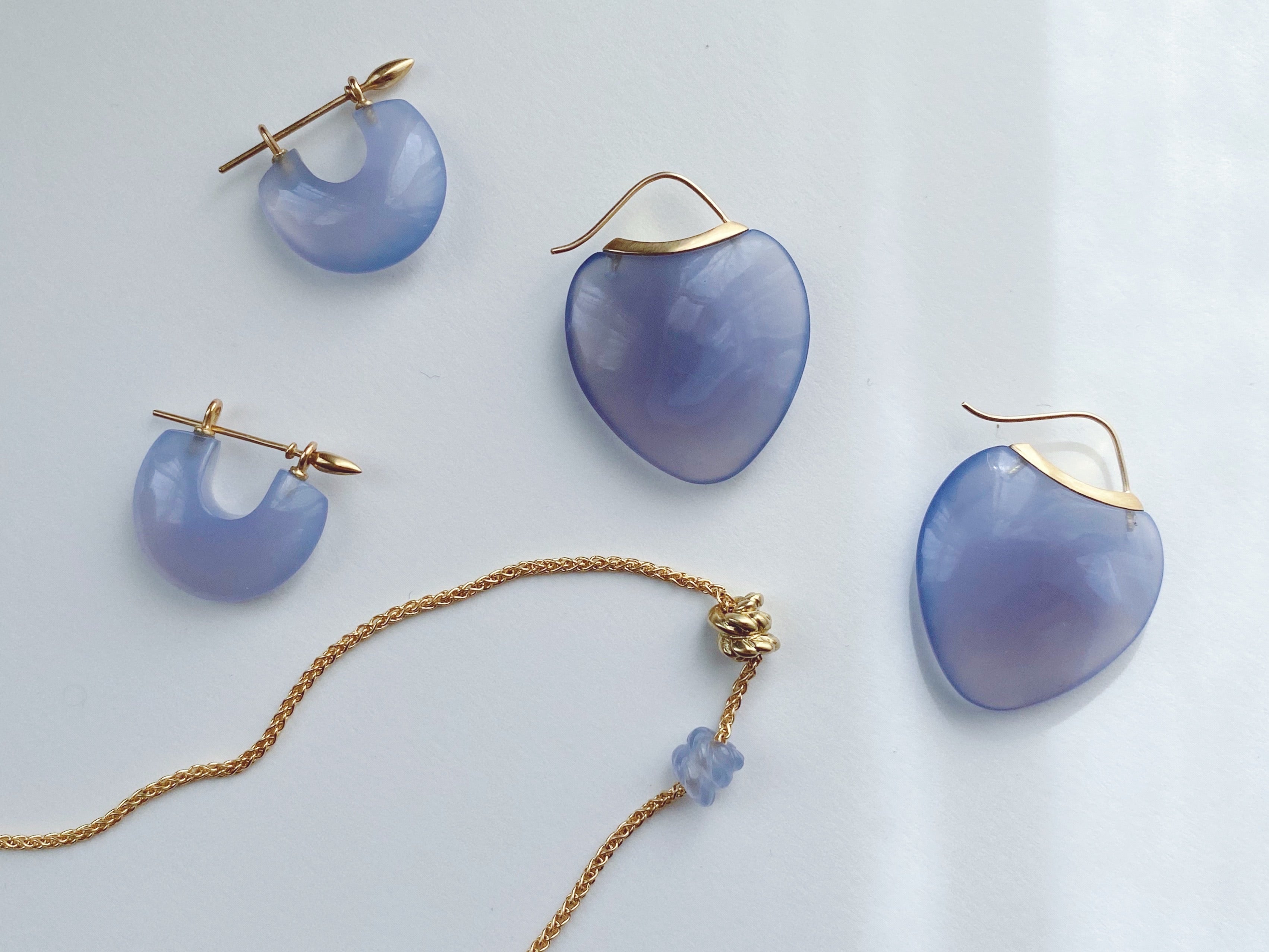 Arch Earrings - Blue Chalcedony + 18k gold