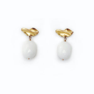 Carrara Marble Fold Earrings