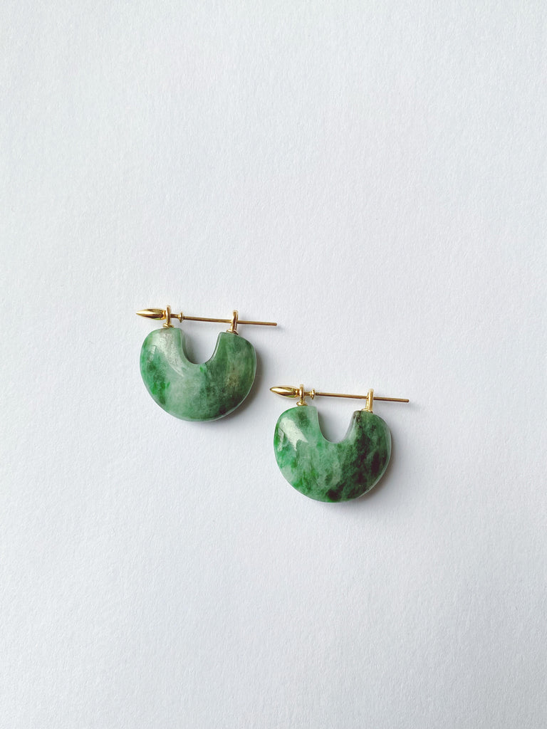 Arch Earrings - Green Jade + 18k Green Gold