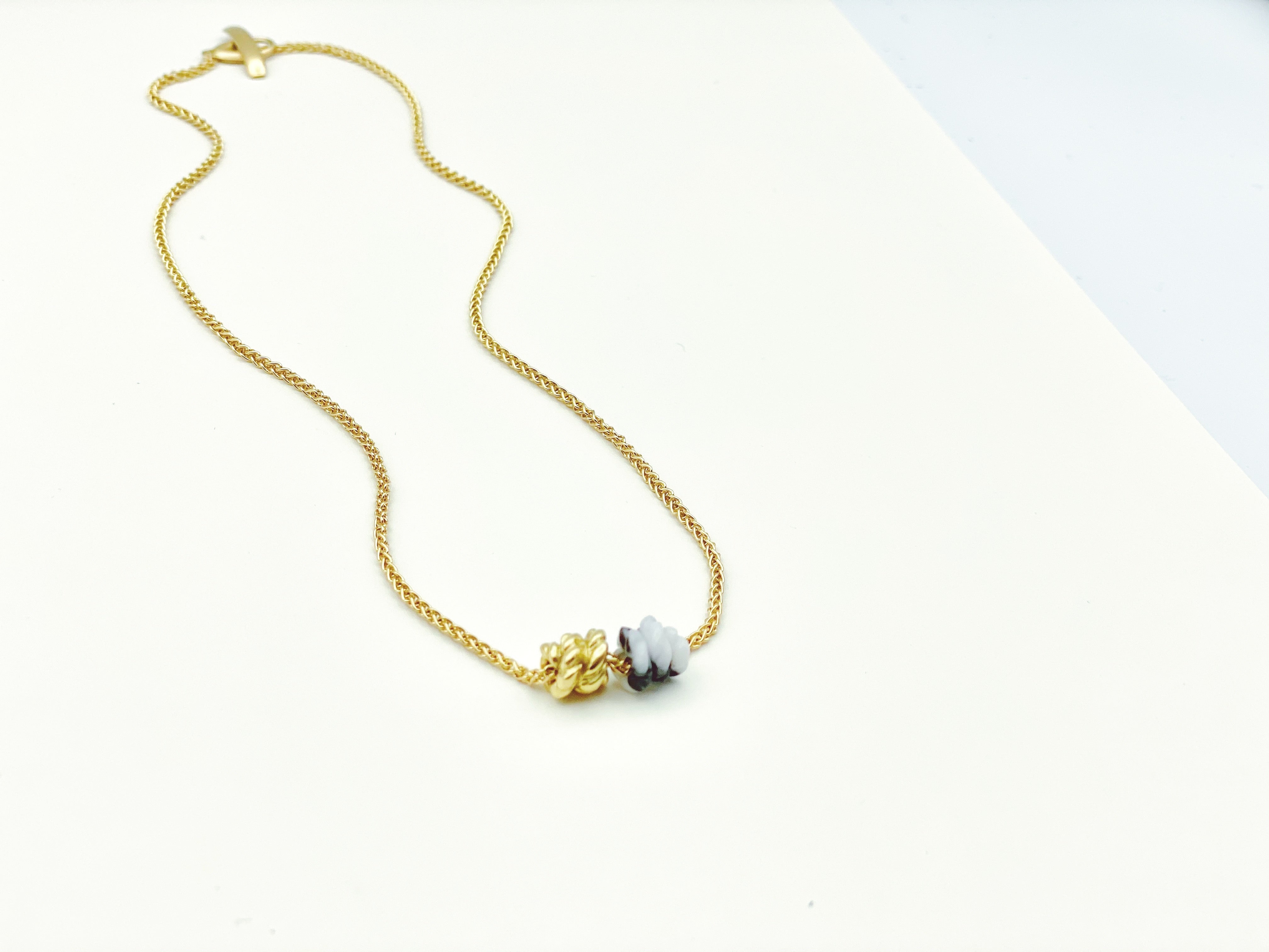Mini Duo Necklace - Zebra Stone