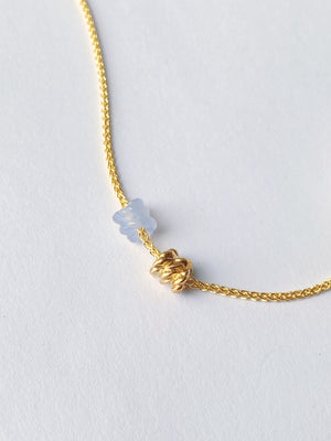 Mini Duo Knot Necklace - Blue Chalcedony