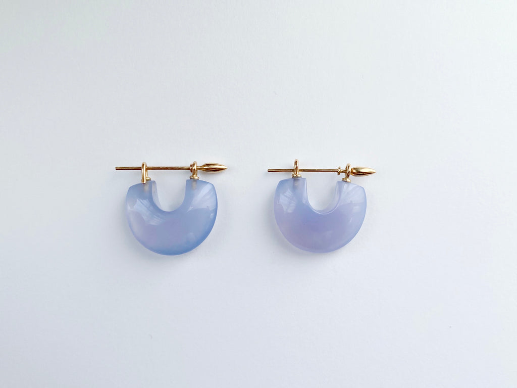 Arch Earrings - Blue Chalcedony + 18k gold