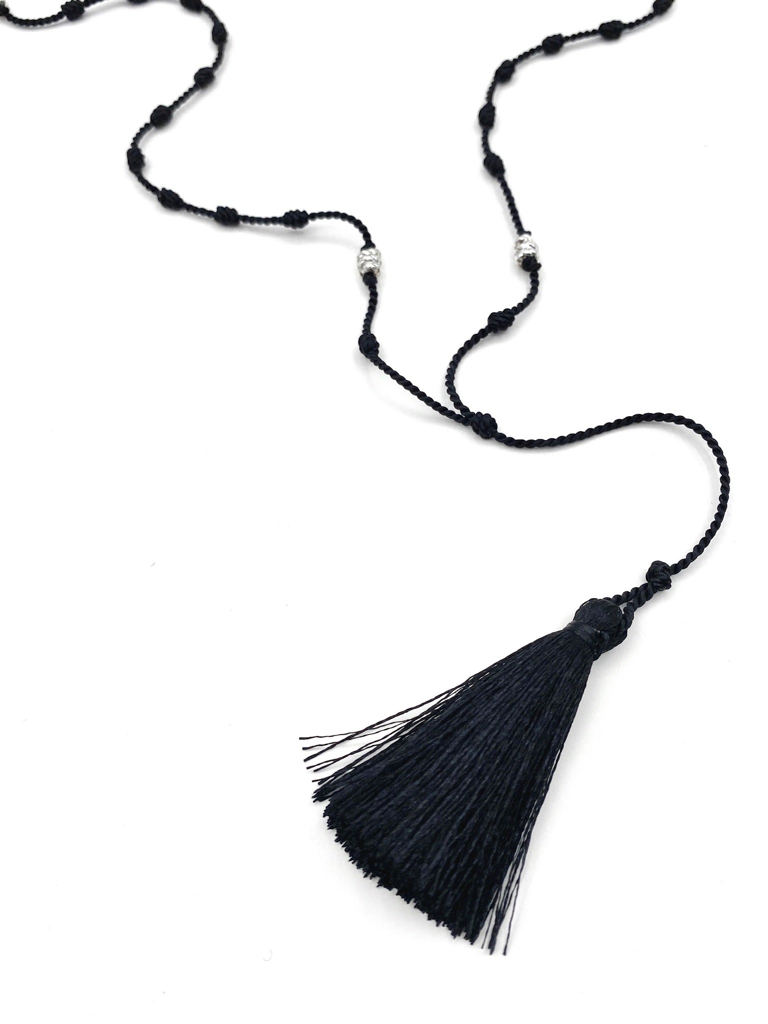 Bede Necklace - Black silk + SS