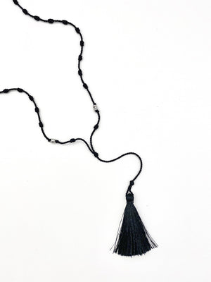 Bede Necklace - Black silk + SS