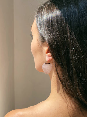 Papal Earring：Rose Quartz + 18k Brown Gold