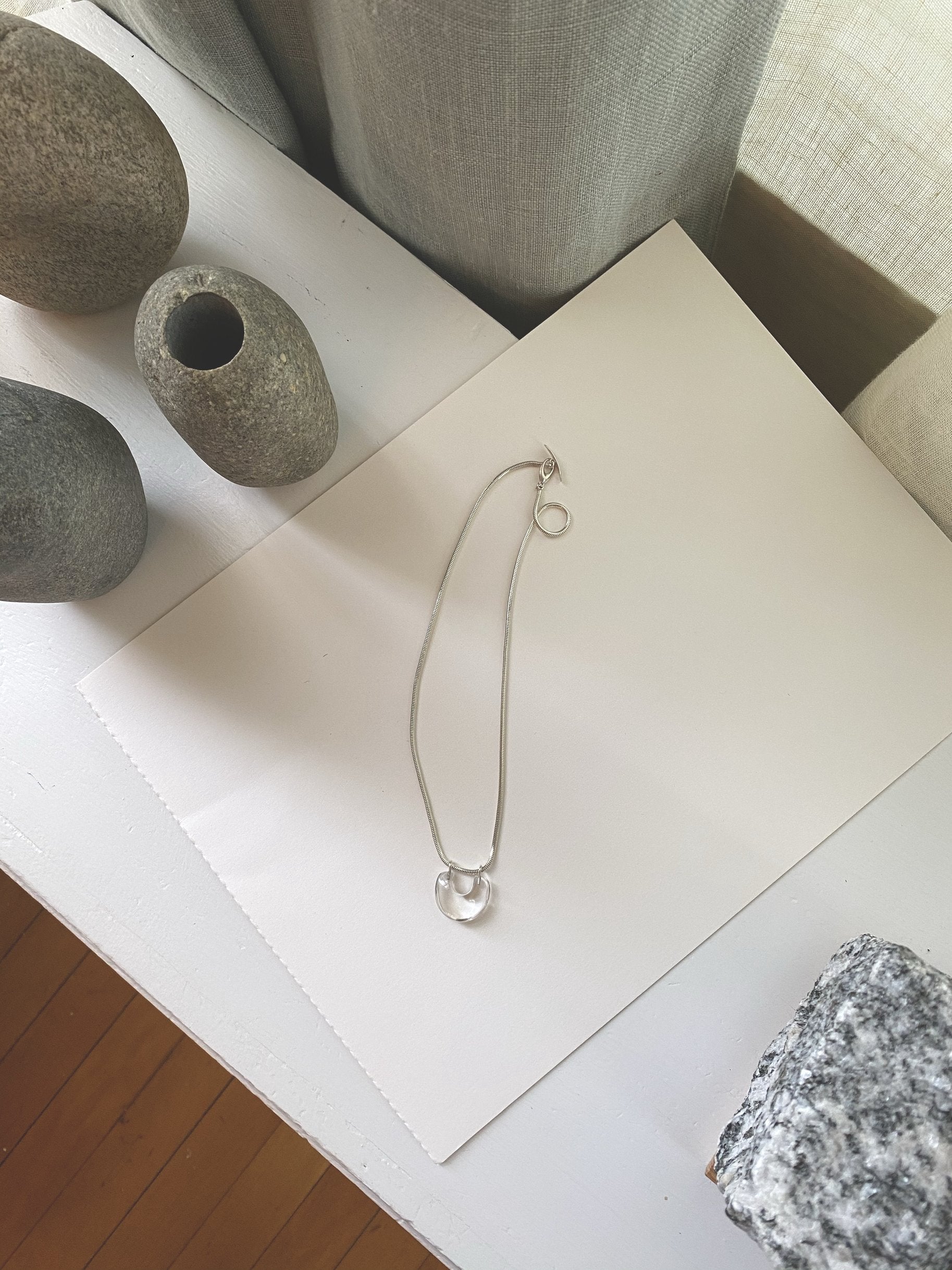 Arch Necklace : Rock Quartz + Silver