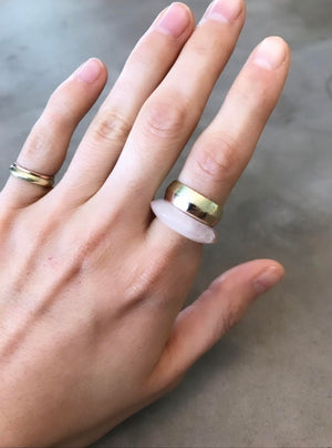 1/2 + 1/2 Ring : Rose Quartz + Rose Gold